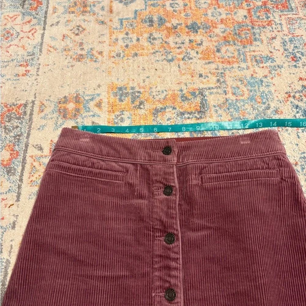 Lands End Corduroy Button-Front Skirt in Deep Plum